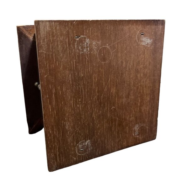 Vtg Wooden Cork Drink Coasters in Wooden Box Ceramic Lid Flowers Planting - Picture 7 of 7